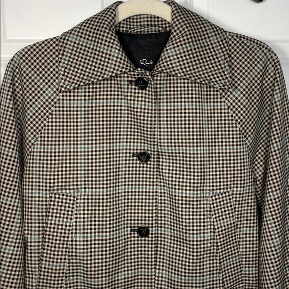 Rails North Jacket Size XXS Teal Multi Check Cropped Twill Button Up Pockets Tan - Picture 5 of 17